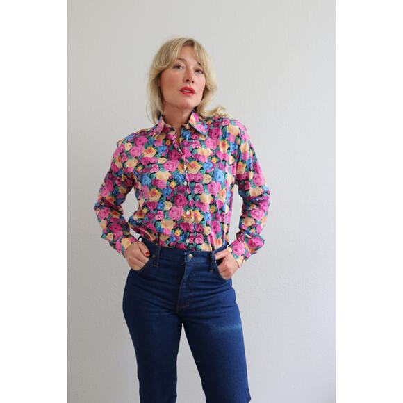 2000's Vintage Maus & Hoffman Floral Blouse Women's XS SM MD Liberty Art Fabrics - Picture 2 of 9